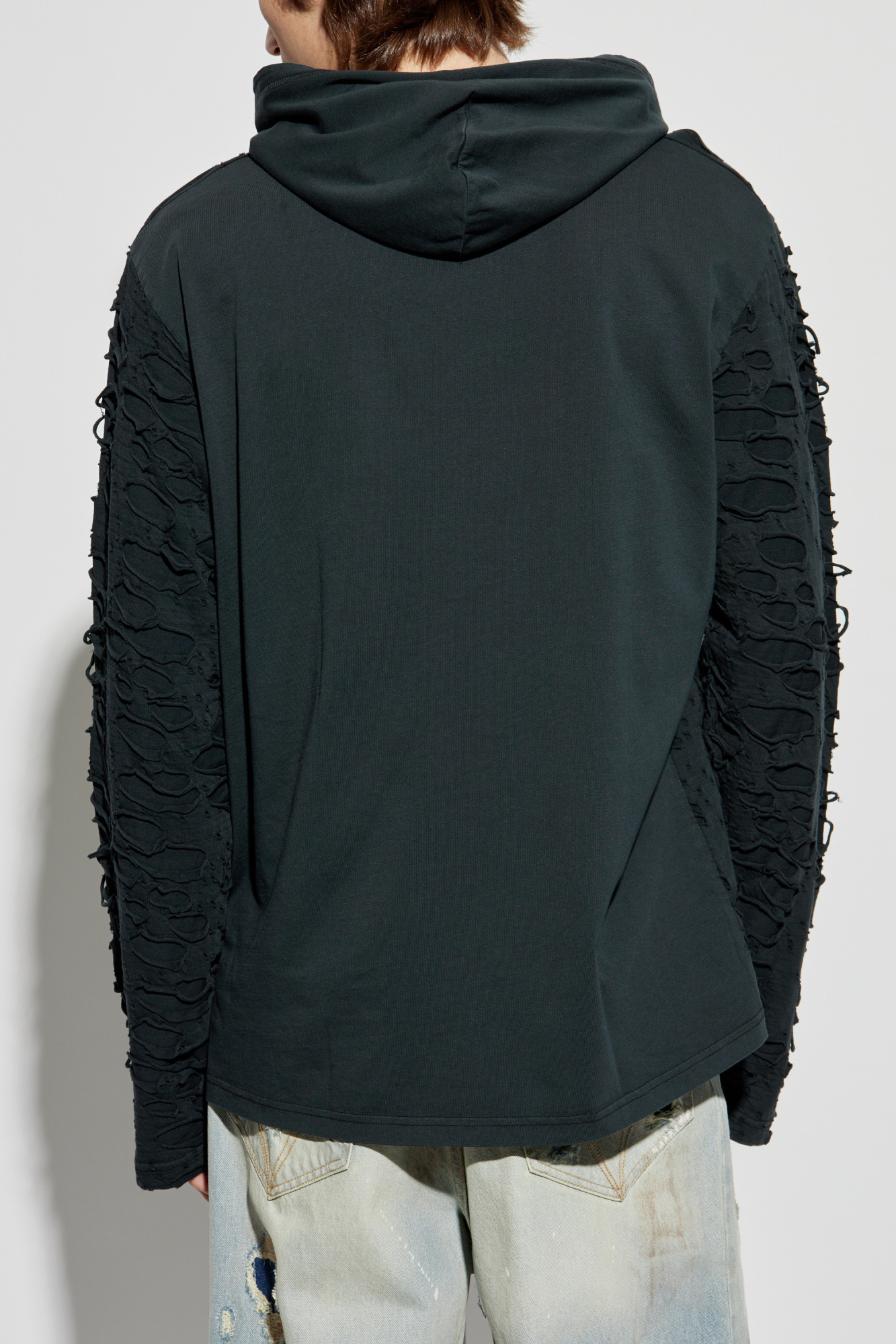 【DIESEL】t-crane-ls-hood フーディー 全２色  送関込 T-CRANE-LS-HOOD Hooded long-sleeve T-shirt with holes